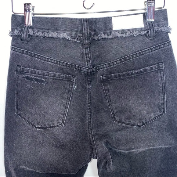 Free People Neon Blonde Black Siren Mom Fit High Rise Distressed Jeans 26 - Picture 15 of 16